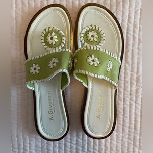 Green and white Jack Rogers inspired sandals